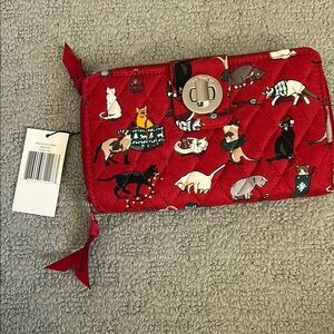 Vera Bradley Holiday Cat Print Quilted Wallet